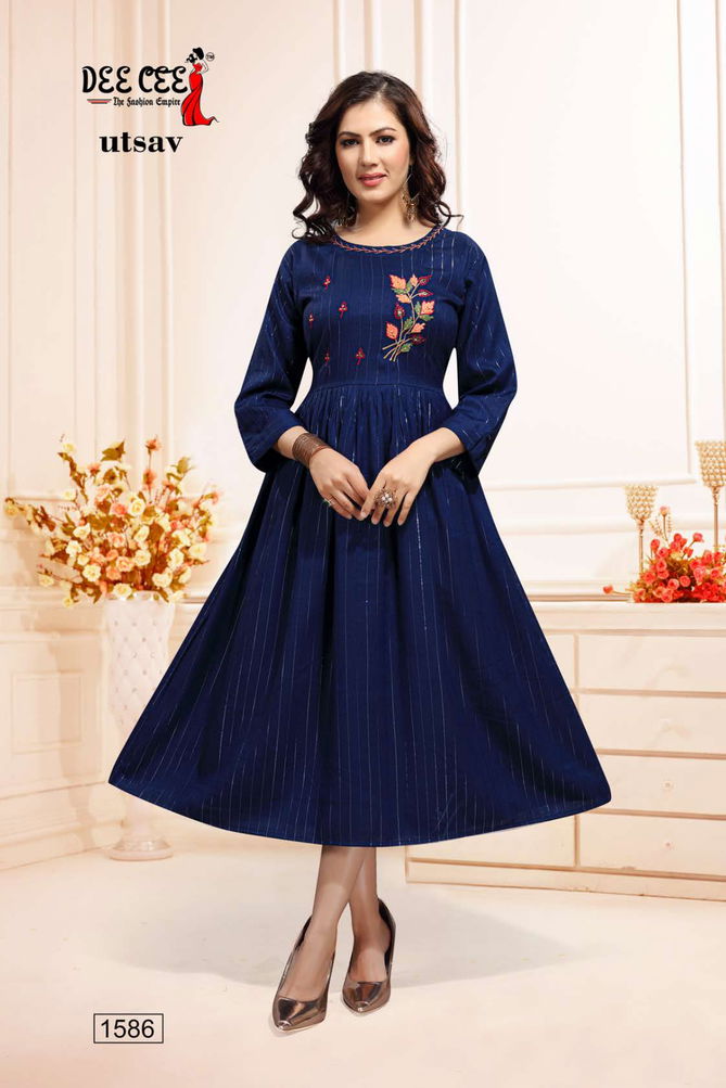 Utsav Dee Cee New Ethnic Wear Designer Rayon Anarkali Kurti Collection 